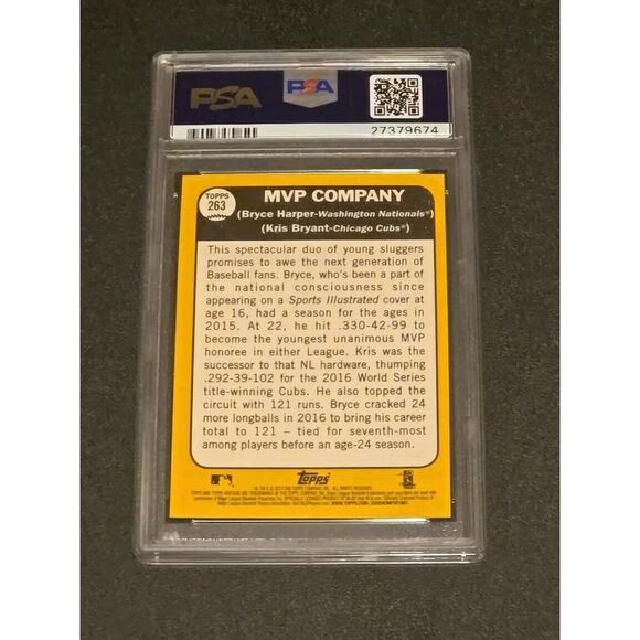 PSA Graded With A 9 Topps Heritage 2017 B.Harper/K.Bryant MVP Company Card... - Picture 3 of 3